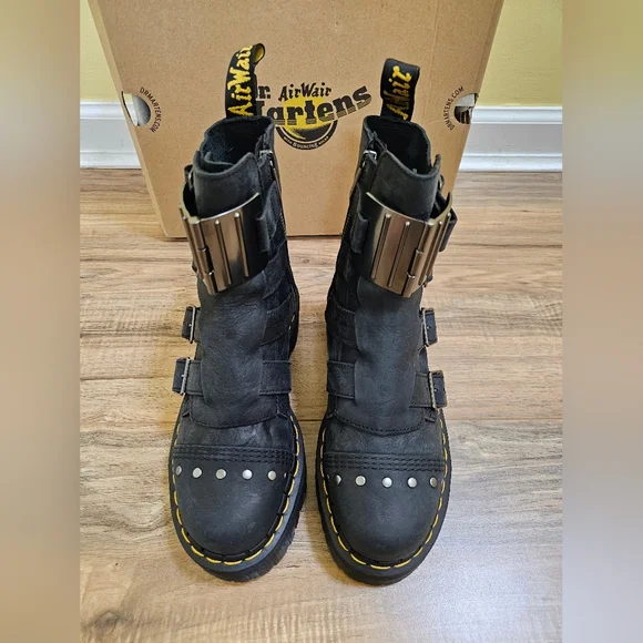 Dr. Martens Jadon Hinge Buckle Leather Platform Boots - Picture 11 of 15